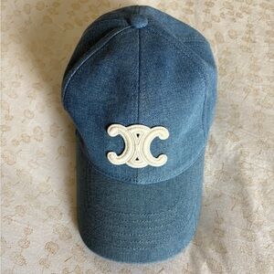 Celine denim logo hat